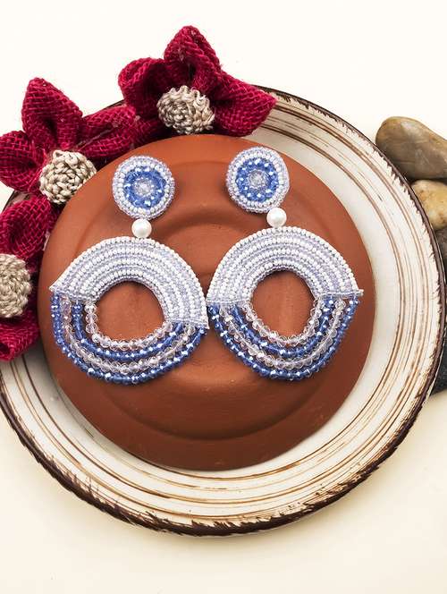 handmade blue half moon pearl earrings - 22173775 -  Standard Image - 0