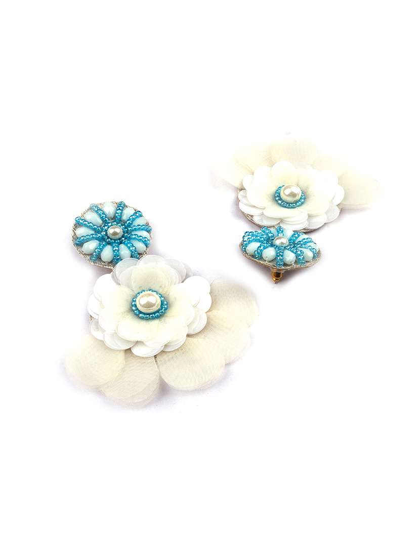 handmade blue flower pearl earrings - 22173784 -  Standard Image - 2