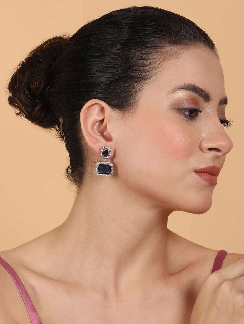 exquisite minimalist look blue cz ad statement earrings - 22173797 -  Standard Image - 2