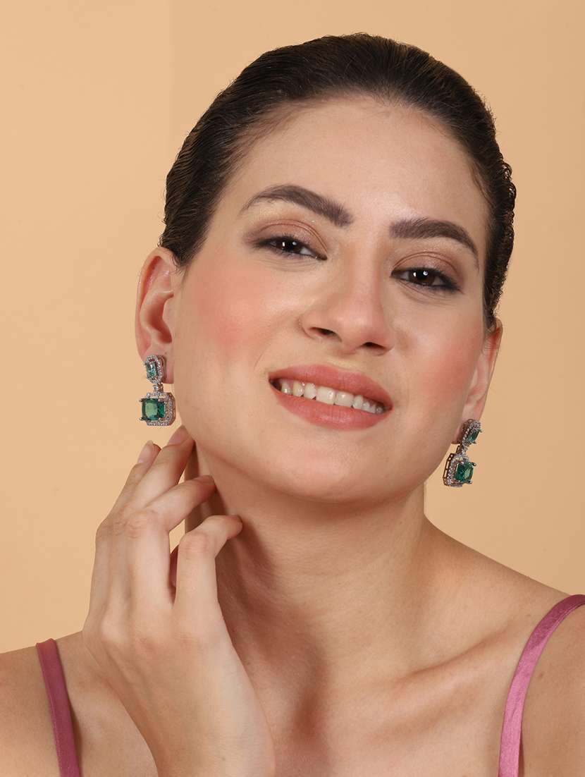 exquisite minimalist look crystalgreen cz ad statement earrings - 22173798 -  Standard Image - 2