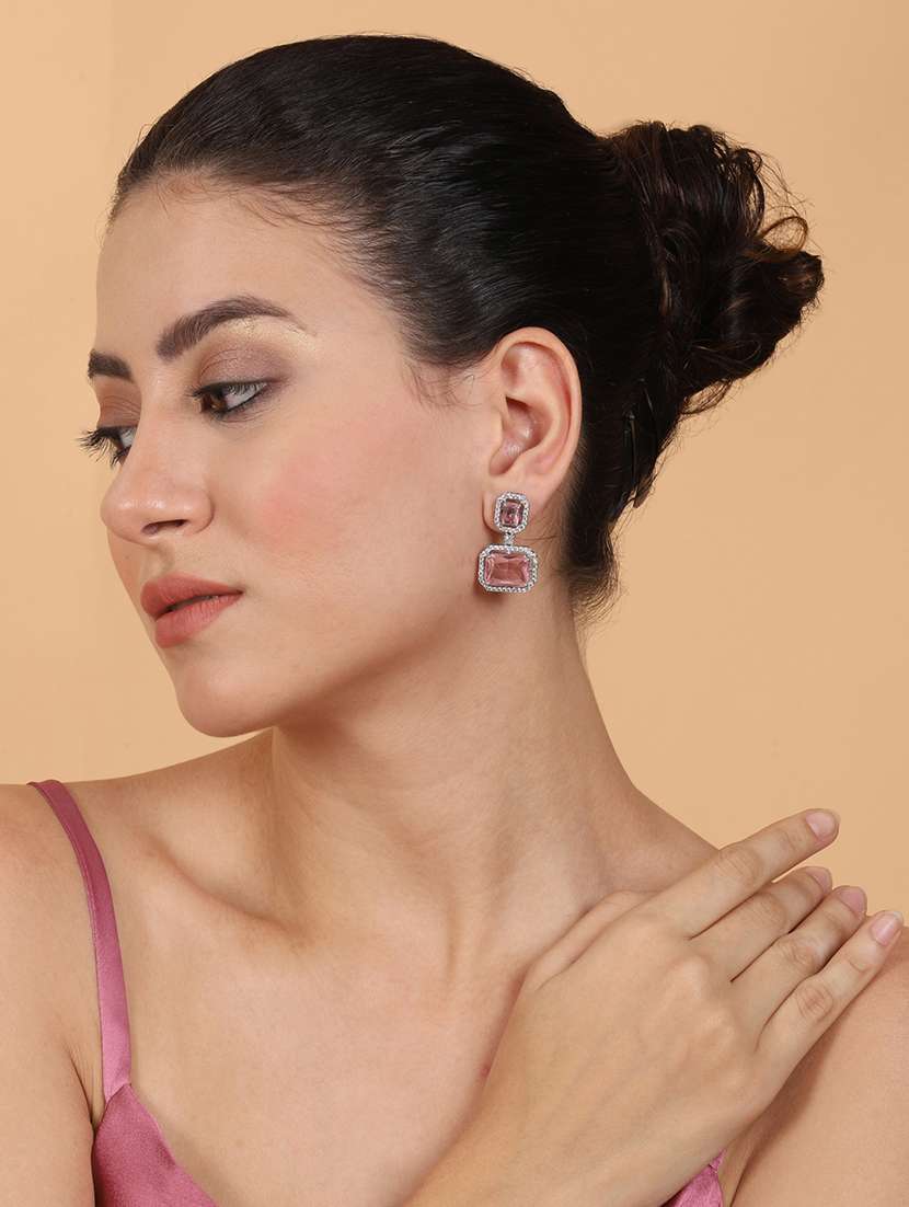 exquisite minimalist look crystalpink cz ad statement earrings - 22173799 -  Standard Image - 2