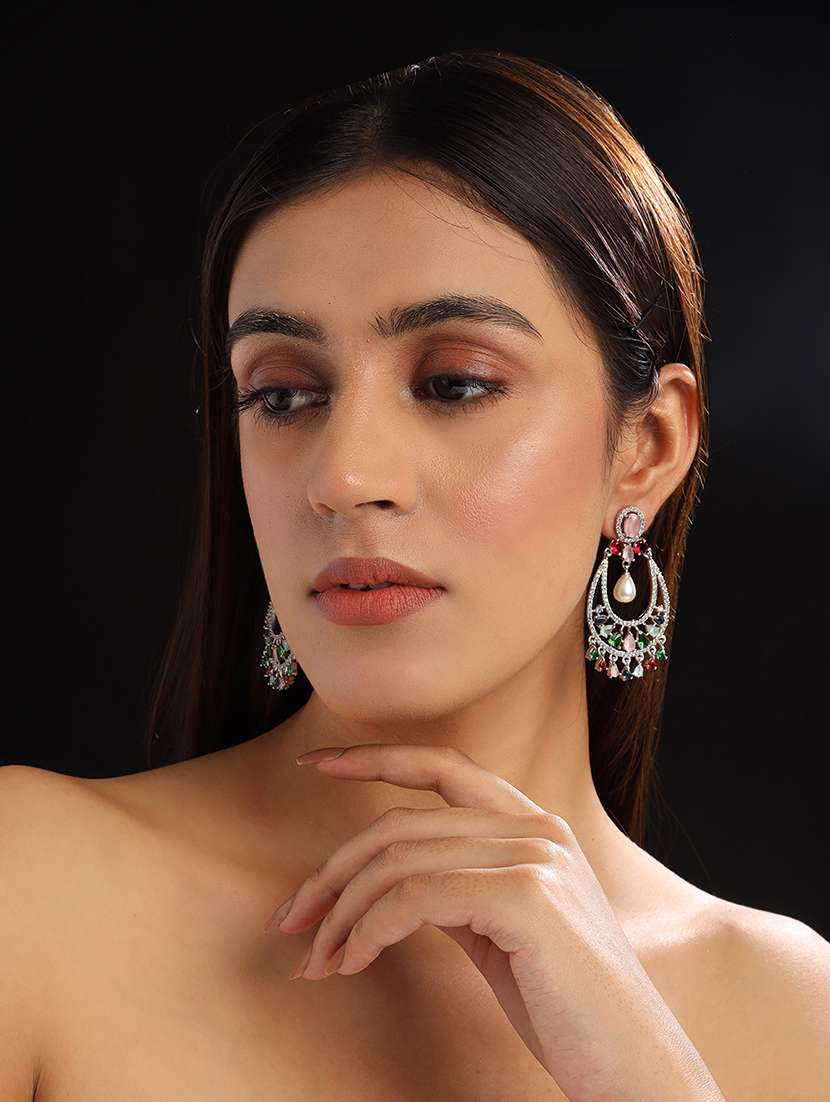 gorgeous multicolor american diamond drop earrings - 22173812 -  Standard Image - 2