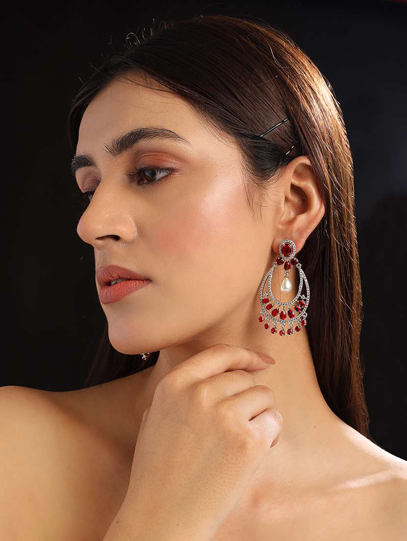 gorgeous red american diamond drop earrings - 22173813 -  Standard Image - 2