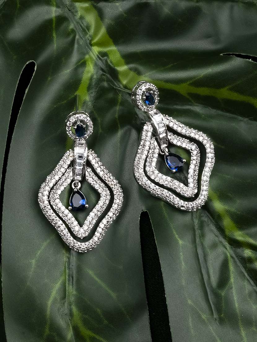 designer blue ad leaf earrings
