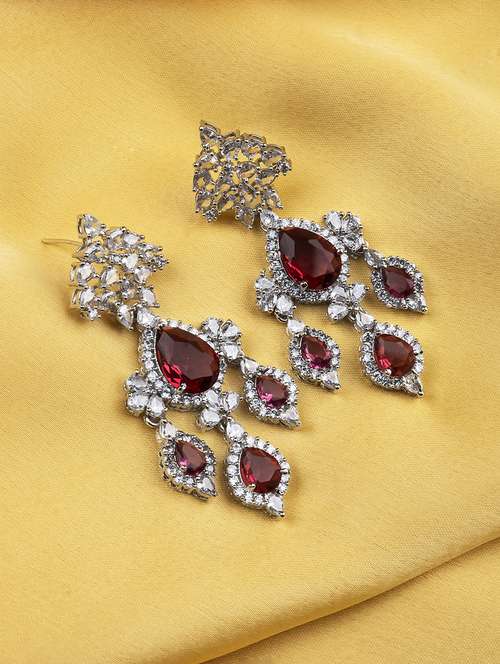 silver-plated luxurious ad red waterfall earrings - 22173821 -  Standard Image - 0