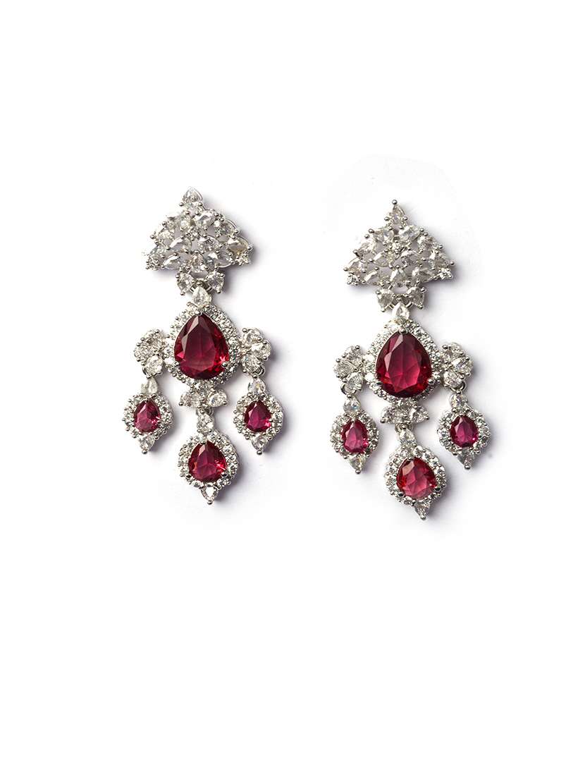 silver-plated luxurious ad red waterfall earrings - 22173821 -  Standard Image - 2