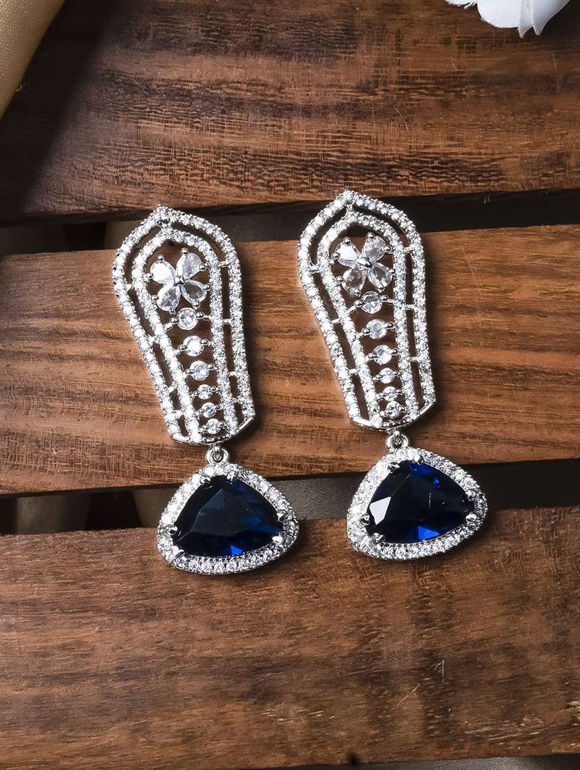 blue cascade long ad statement earrings