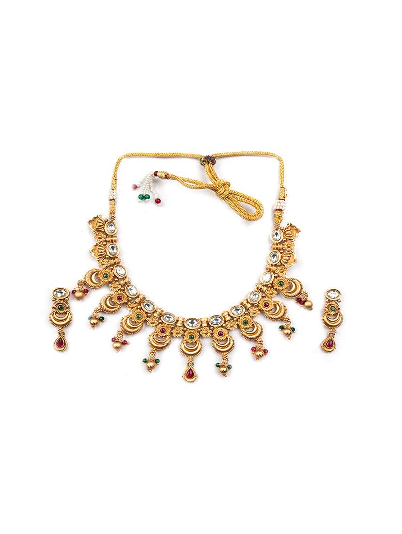 luxurious gold plated rajwadi necklace set - 22173835 -  Standard Image - 2