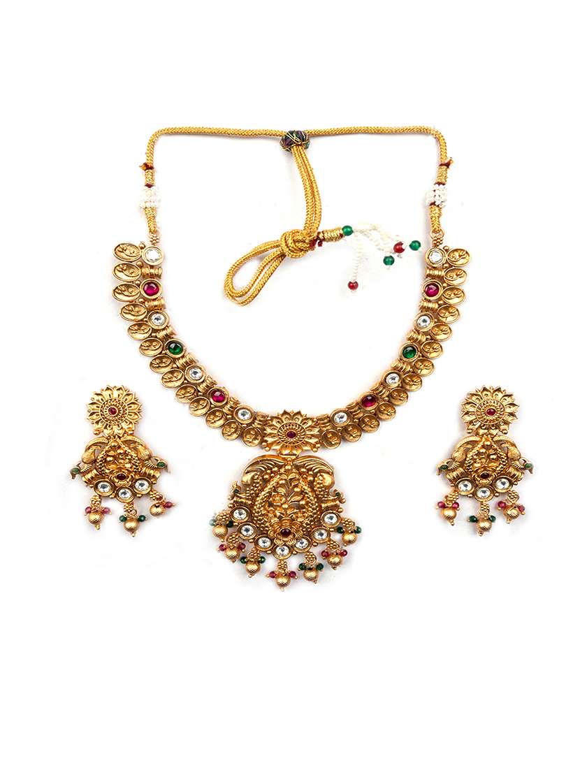 elegant kempu rajwadi drop style necklace set - 22173837 -  Standard Image - 2