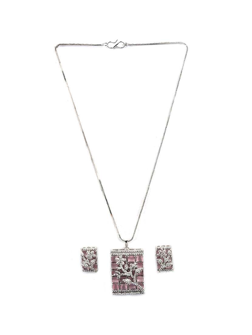 luxurious pink ad square pendant with earrings - 22173853 -  Standard Image - 2