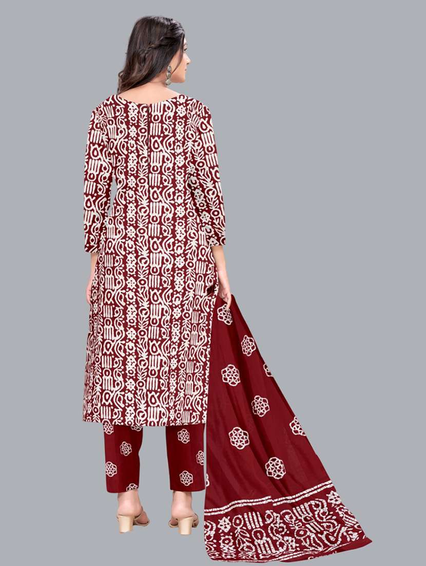women batik printed three quarter sleeve kurta pant with dupatta set - 22173855 -  Standard Image - 2