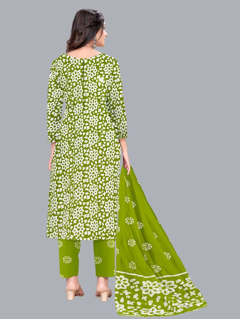 women batik printed three quarter sleeve kurta pant with dupatta set - 22173856 -  Standard Image - 2