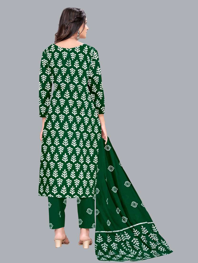 women batik printed three quarter sleeve kurta pant with dupatta set - 22173859 -  Standard Image - 2