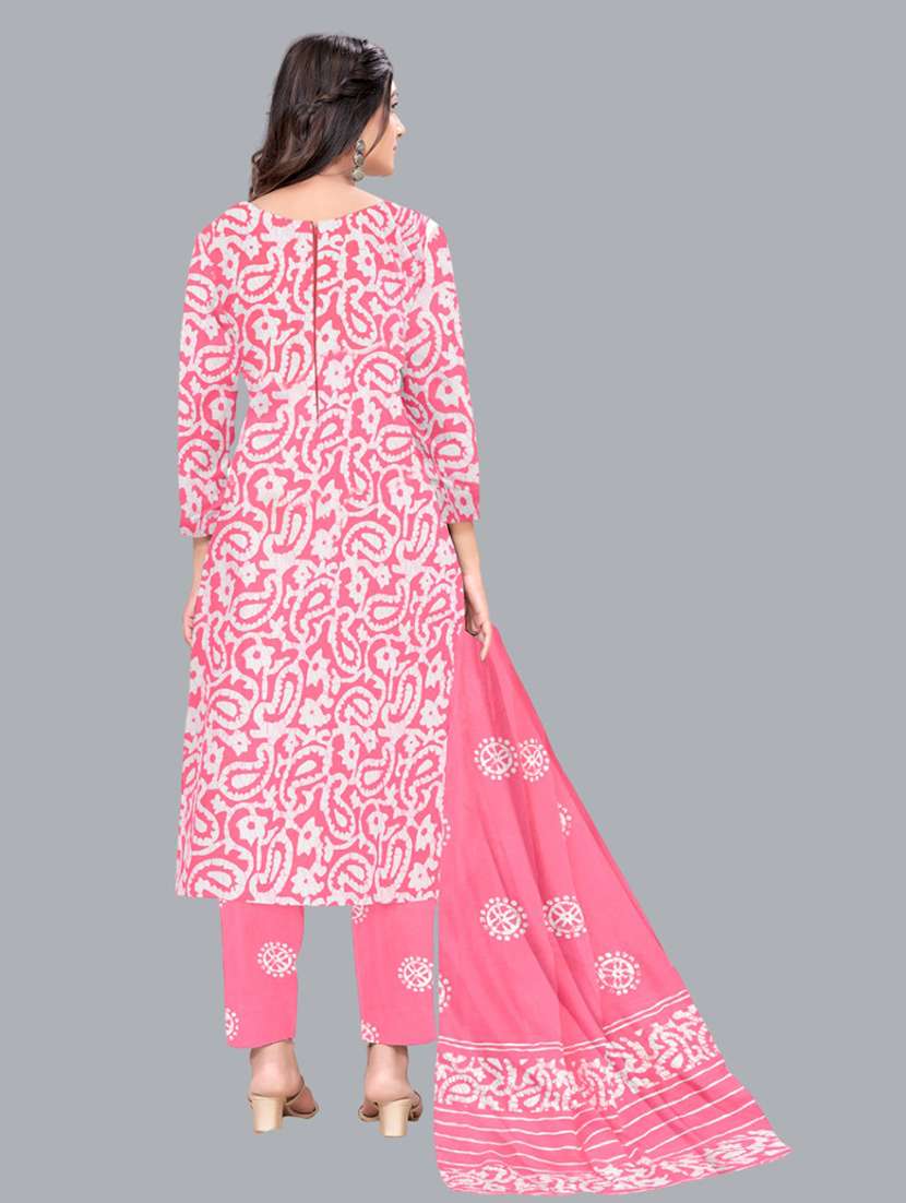 women batik printed three quarter sleeve kurta pant with dupatta set - 22173862 -  Standard Image - 2