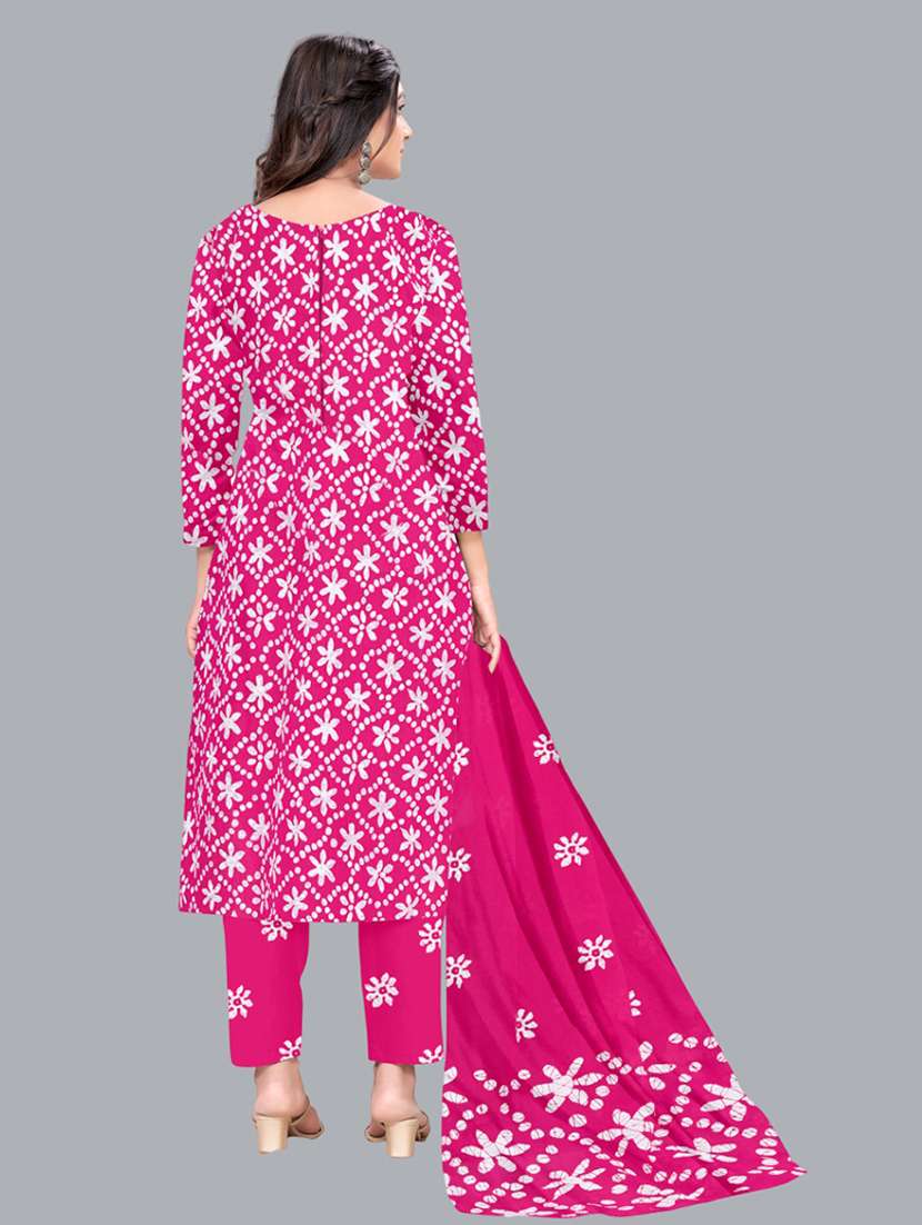 women batik printed three quarter sleeve kurta pant with dupatta set - 22173865 -  Standard Image - 2