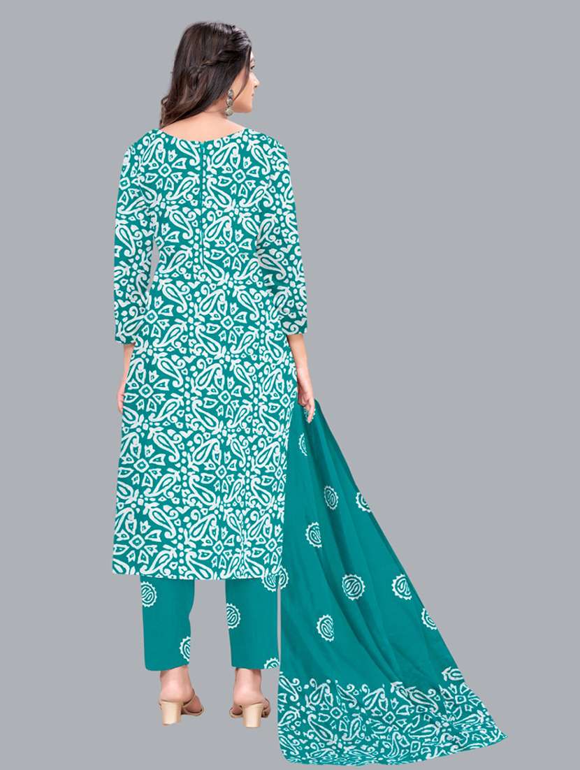 women batik printed three quarter sleeve kurta pant with dupatta set - 22173866 -  Standard Image - 2