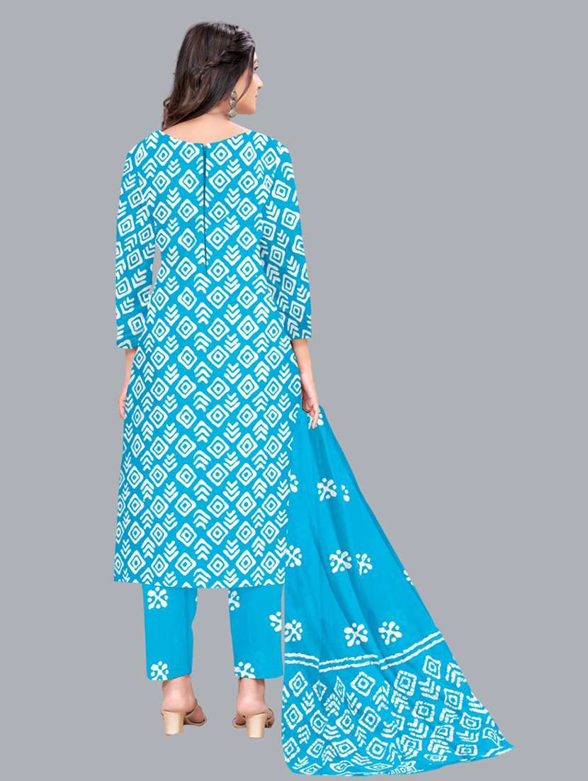 women batik printed three quarter sleeve kurta pant with dupatta set - 22173868 -  Standard Image - 2