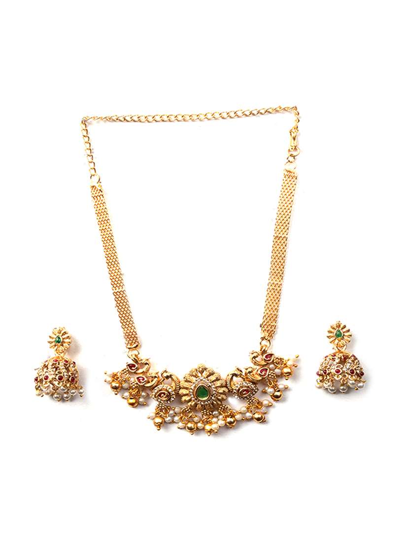 exquisite gold plated peacock choker set - 22173870 -  Standard Image - 2