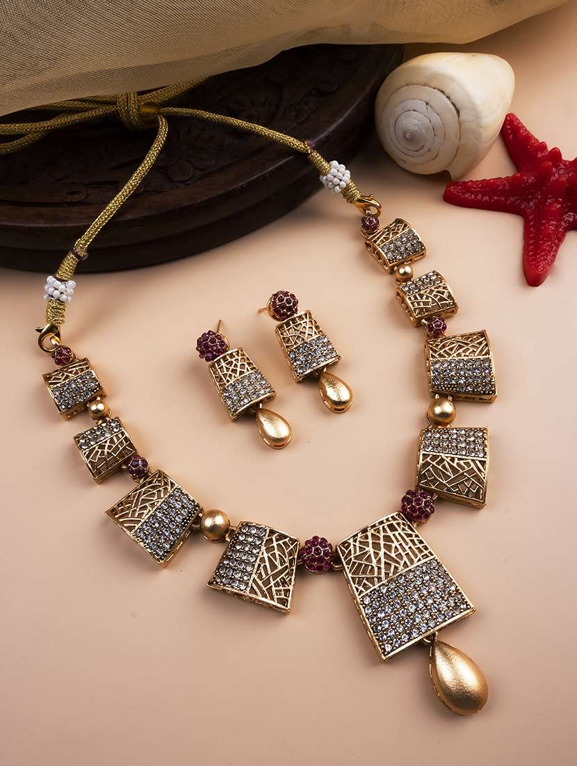 designer gold plated ad stone set