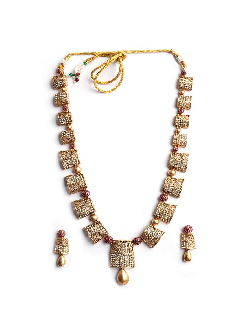 gold plated red alloy necklace with earrings - 22173880 -  Standard Image - 2