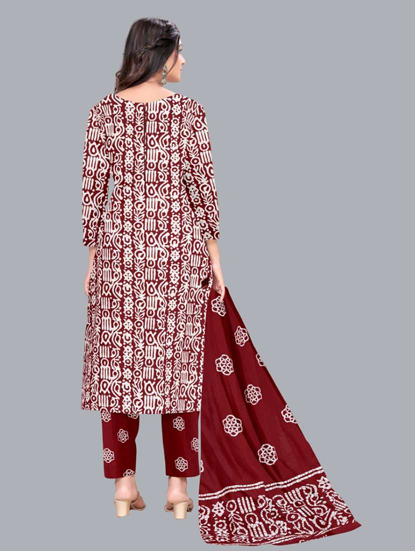 women batik printed three quarter sleeve kurta pant with dupatta set - 22173893 - Standard Image - 2