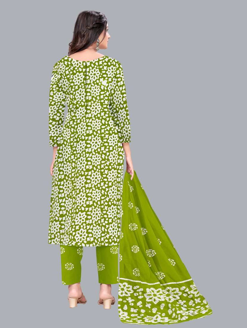 women batik printed three quarter sleeve kurta pant with dupatta set - 22173894 -  Standard Image - 2