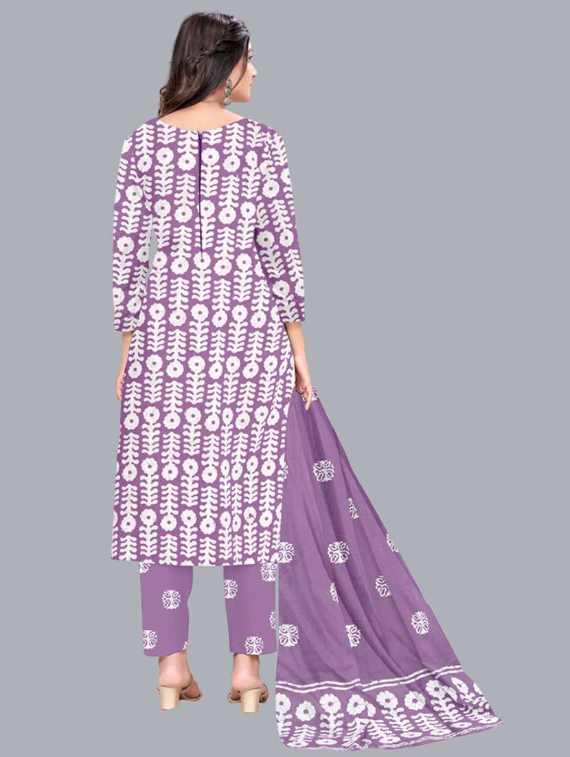 women batik printed three quarter sleeve kurta pant with dupatta set - 22173898 - Standard Image - 2