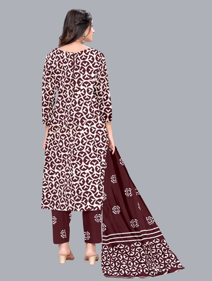 women batik printed three quarter sleeve kurta pant with dupatta set - 22173901 - Standard Image - 2