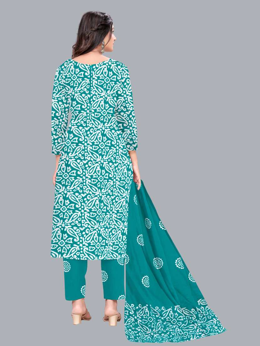 women batik printed three quarter sleeve kurta pant with dupatta set - 22173904 -  Standard Image - 2
