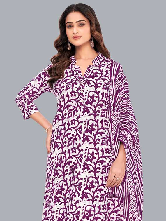 women batik printed three quarter sleeve kurta pant with dupatta set - 22173905 -  Standard Image - 2