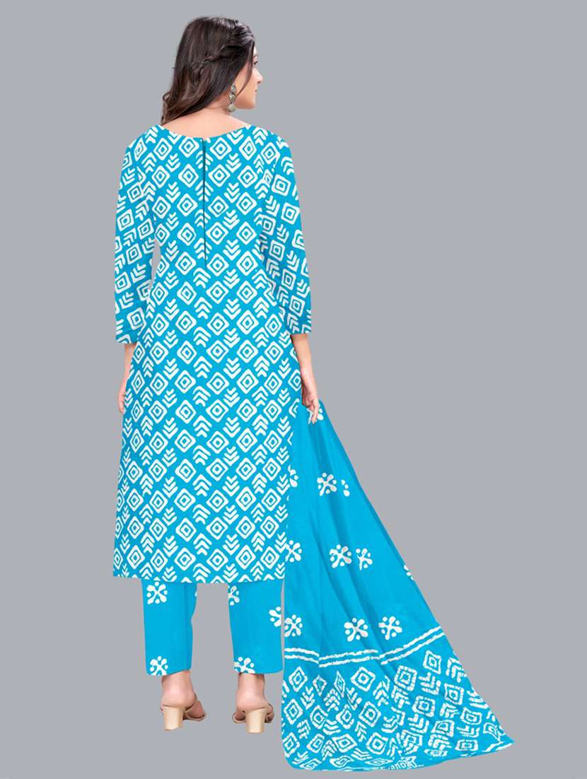 women batik printed three quarter sleeve kurta pant with dupatta set - 22173906 -  Standard Image - 2