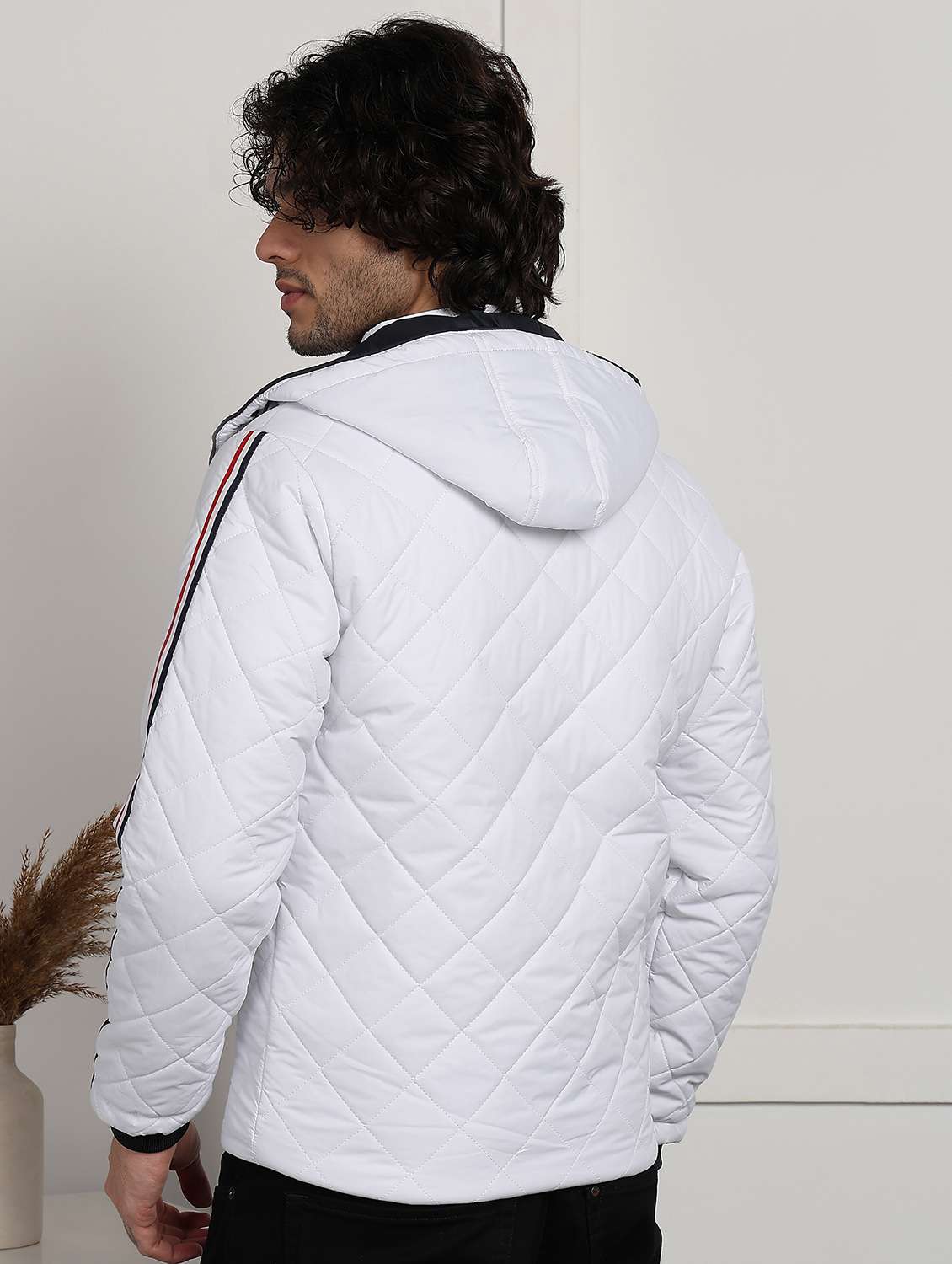 men solid long sleeve hooded quilted jacket - 22173916 -  Standard Image - 2