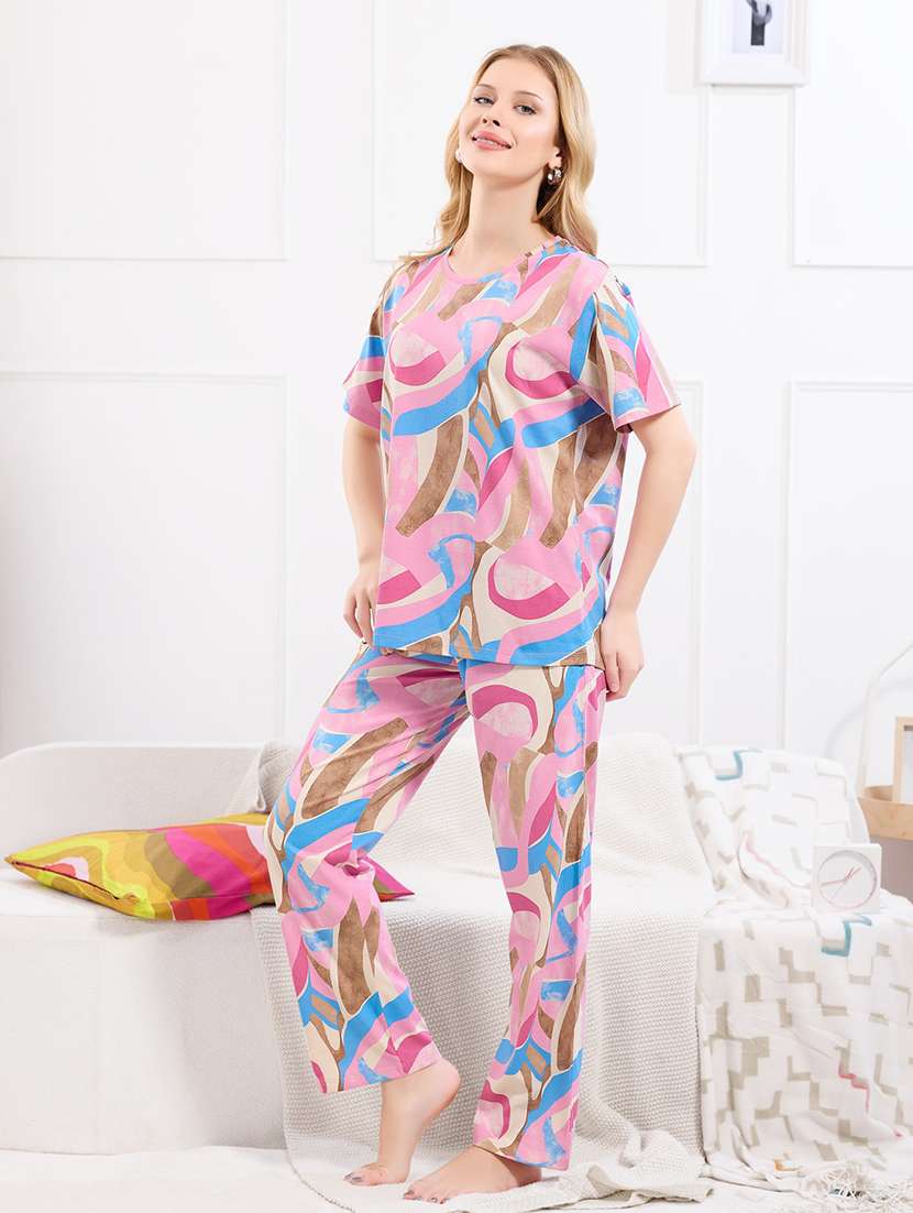women printed nightwear pyjama set - 22173974 -  Standard Image - 2