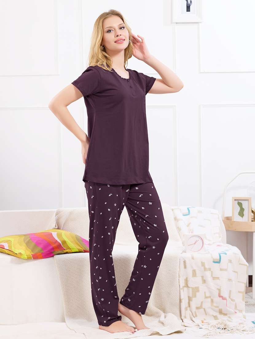 women printed nightwear pyjama set - 22173981 -  Standard Image - 2