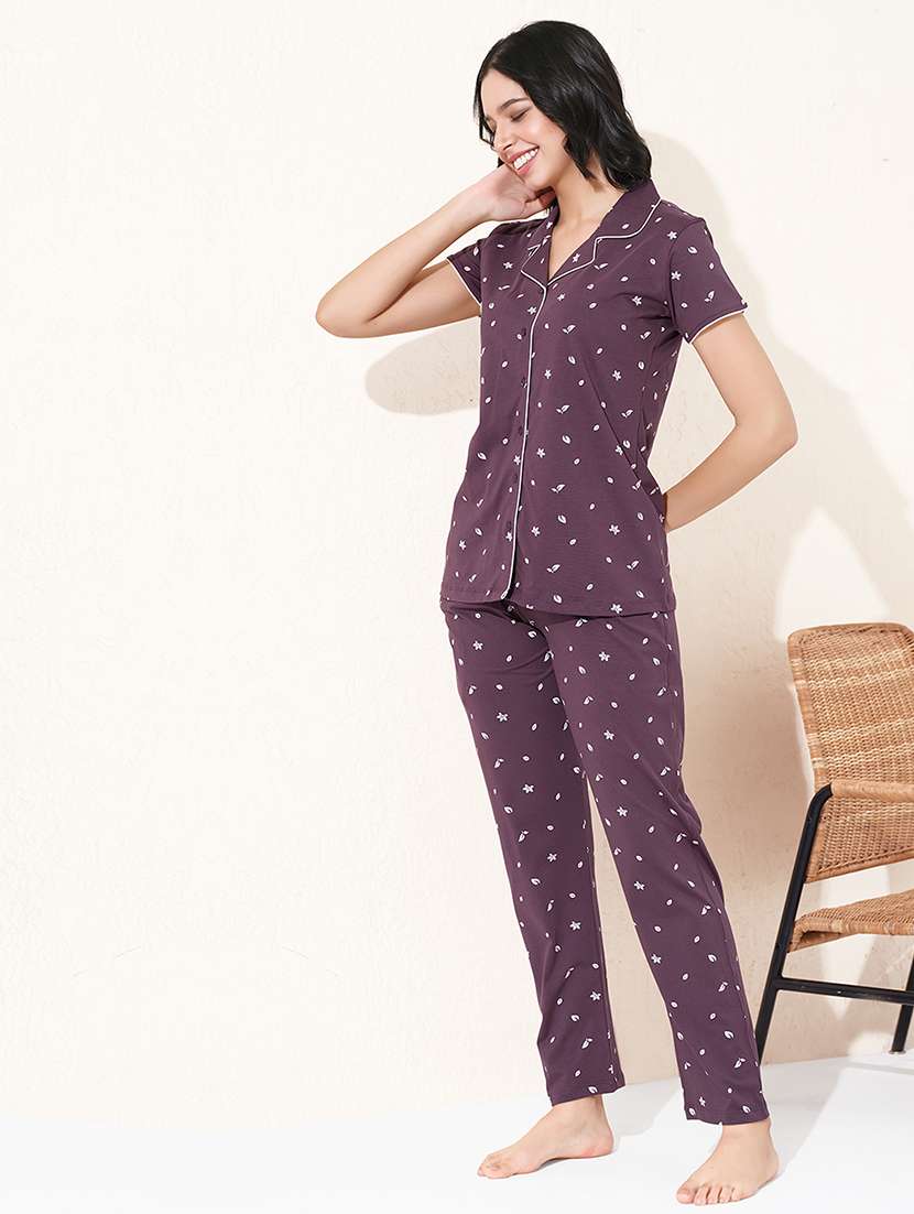 women printed nightwear pyjama set - 22173983 -  Standard Image - 2