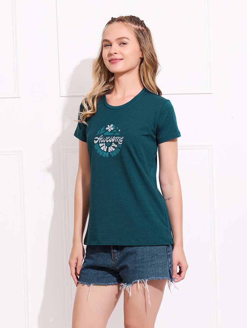 women printed round neck short sleeve t-shirt - 22173996 -  Standard Image - 2