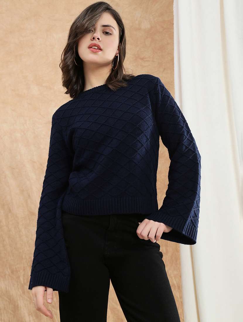 women self designed bell sleeve pullover - 22174018 -  Standard Image - 2