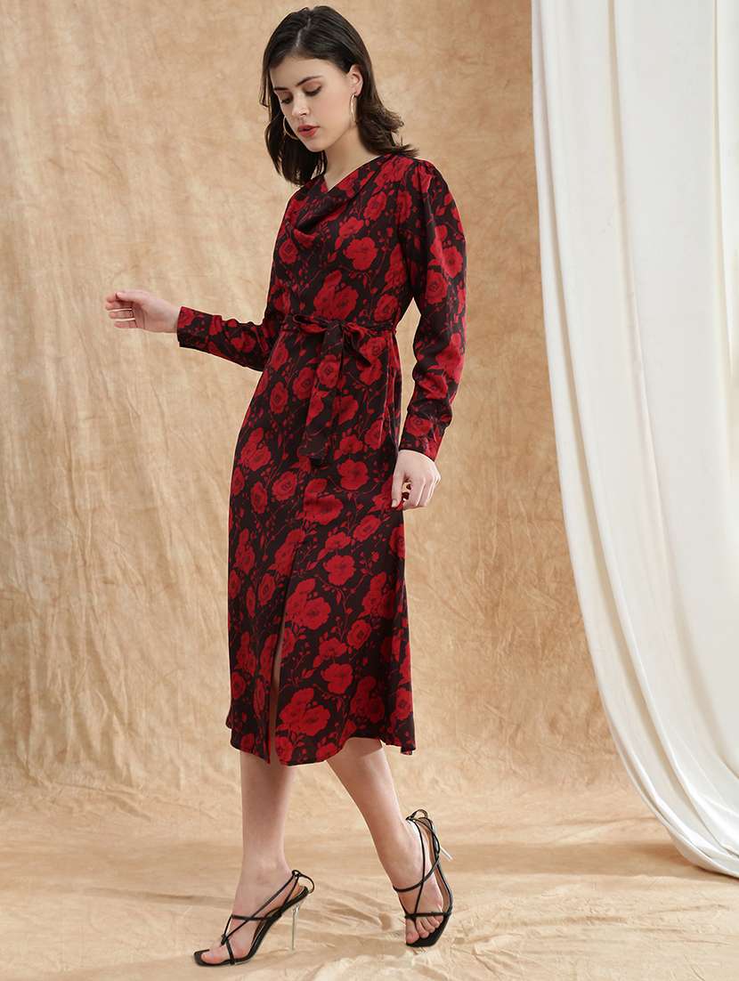 women printed puff sleeve a-line dress - 22174033 -  Standard Image - 2