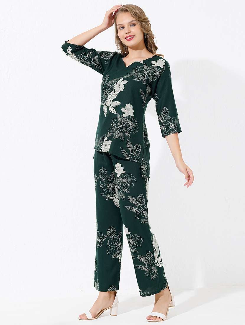 women three quarter sleeve regular fit ethnic co-ord set - 22174062 -  Standard Image - 2