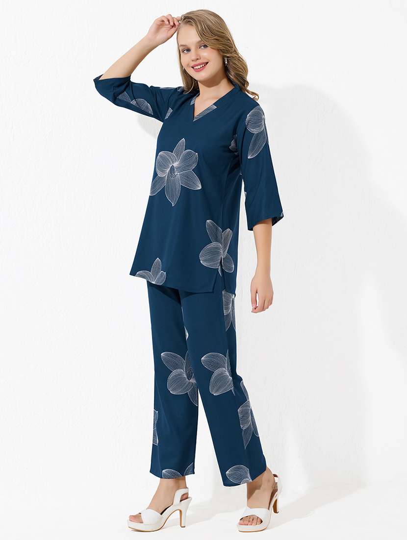 women three quarter sleeve regular fit ethnic co-ord set - 22174063 -  Standard Image - 2