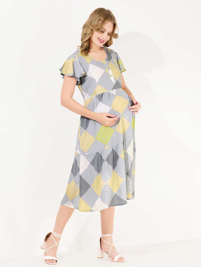 women printed short sleeve maternity wear dress - 22174070 -  Standard Image - 2