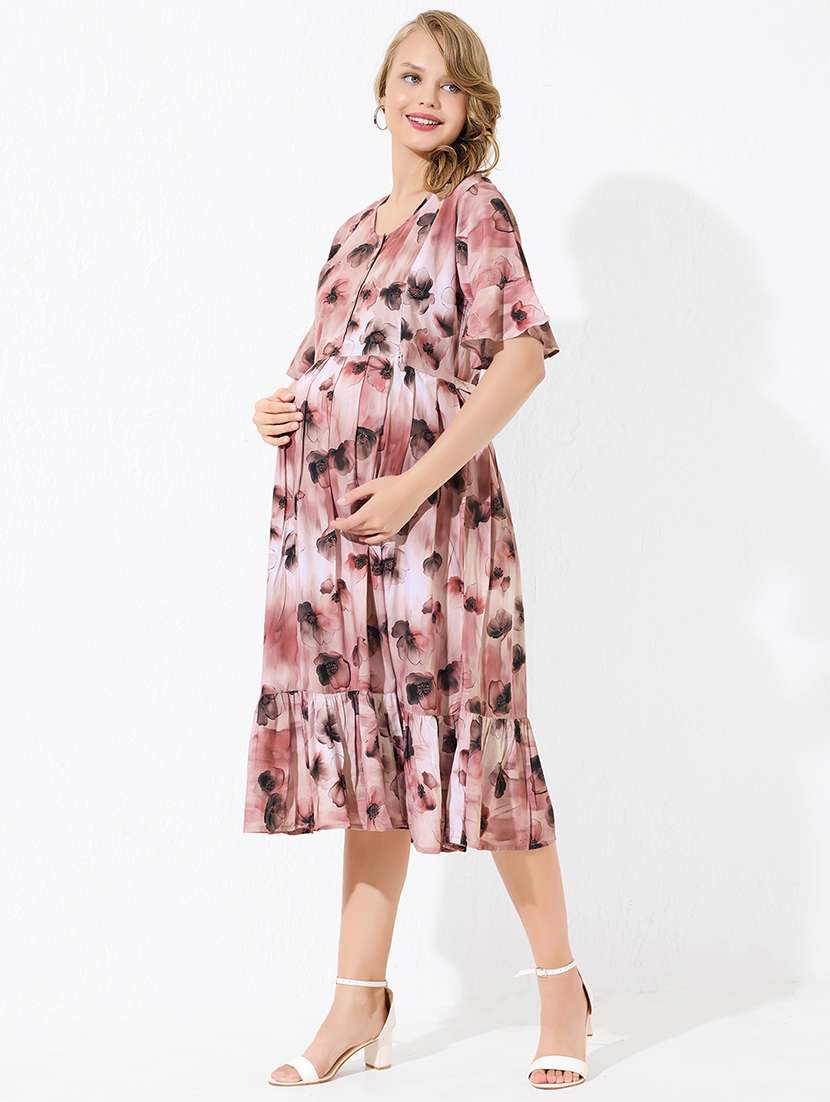 women printed short sleeve maternity wear dress - 22174076 -  Standard Image - 2
