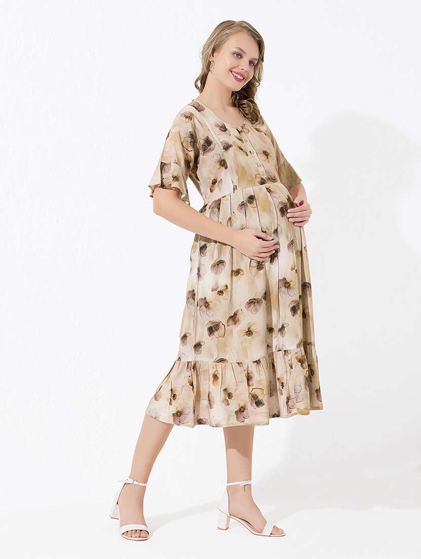 women printed short sleeve maternity wear dress - 22174077 -  Standard Image - 2