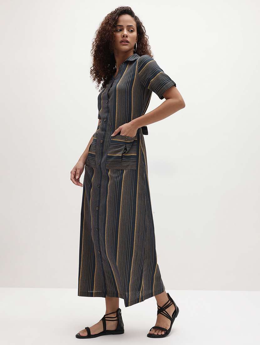 navy blue cotton shirt dress - 22174090 -  Standard Image - 2