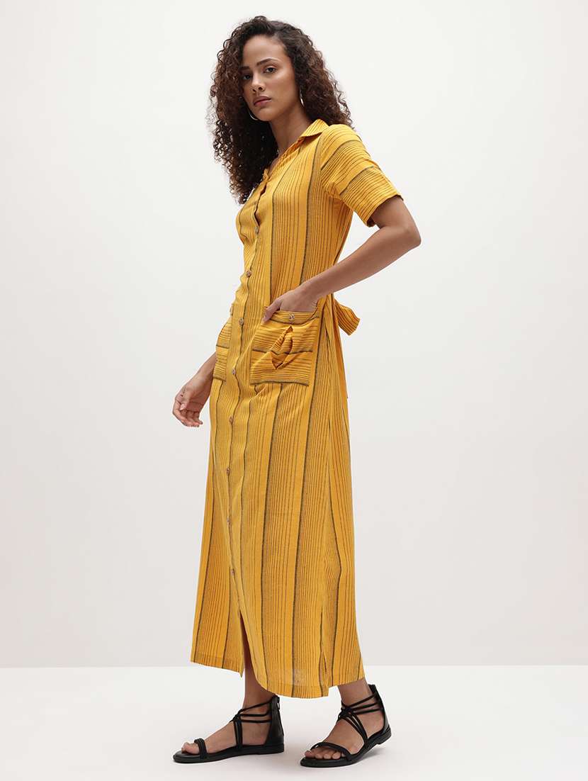 mustard cotton shirt dress - 22174091 -  Standard Image - 2