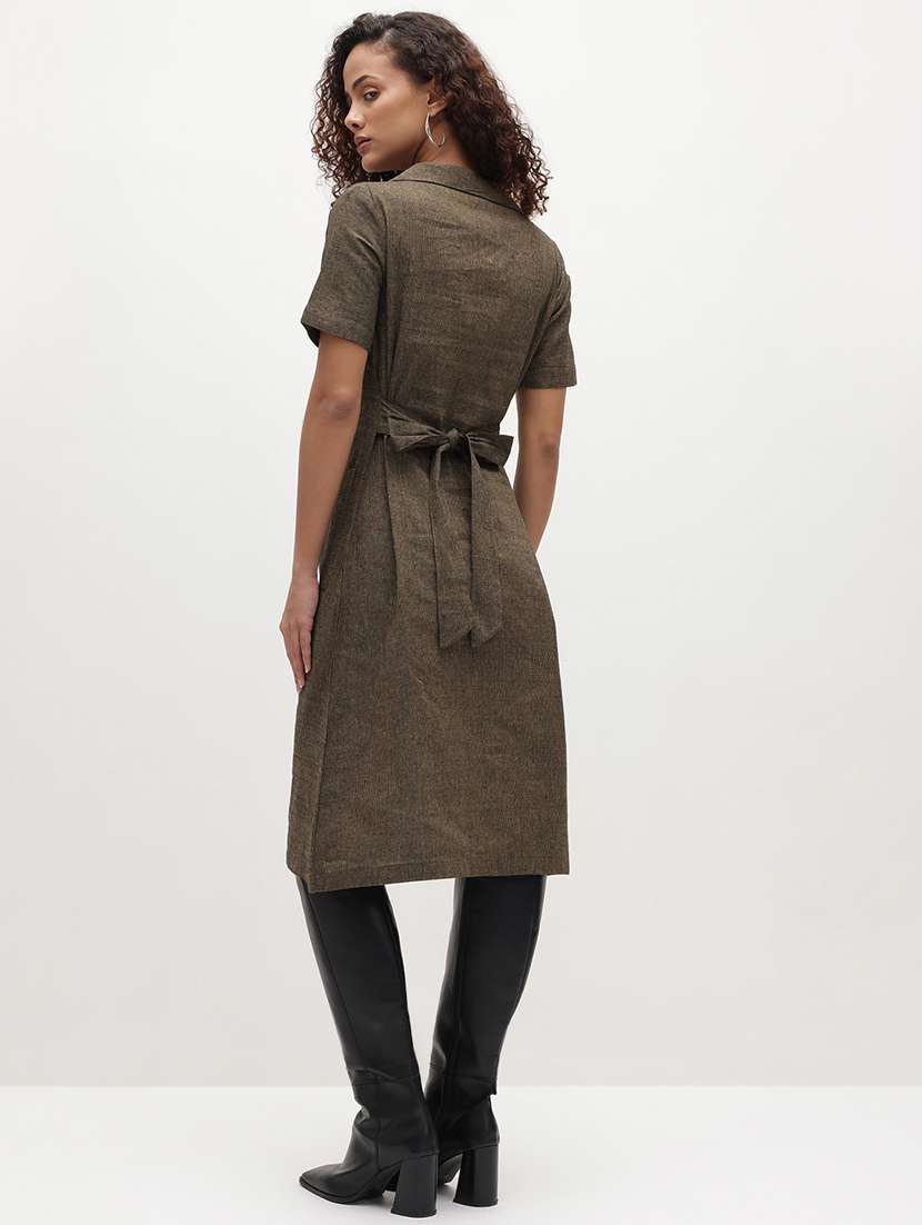 taupe cotton shirt dress - 22174096 -  Standard Image - 2