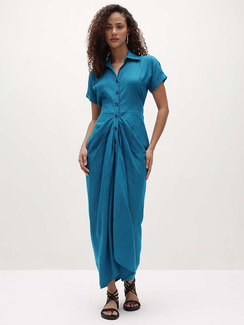 blue rayon shirt dress