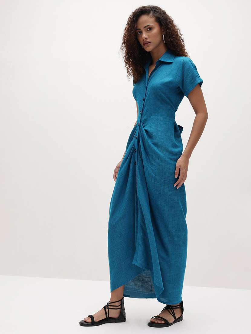 blue rayon shirt dress - 22174101 -  Standard Image - 2