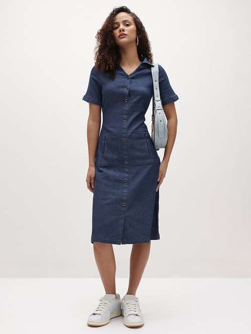 women solid collared short sleeve shirt dress - 22174103 -  Standard Image - 0