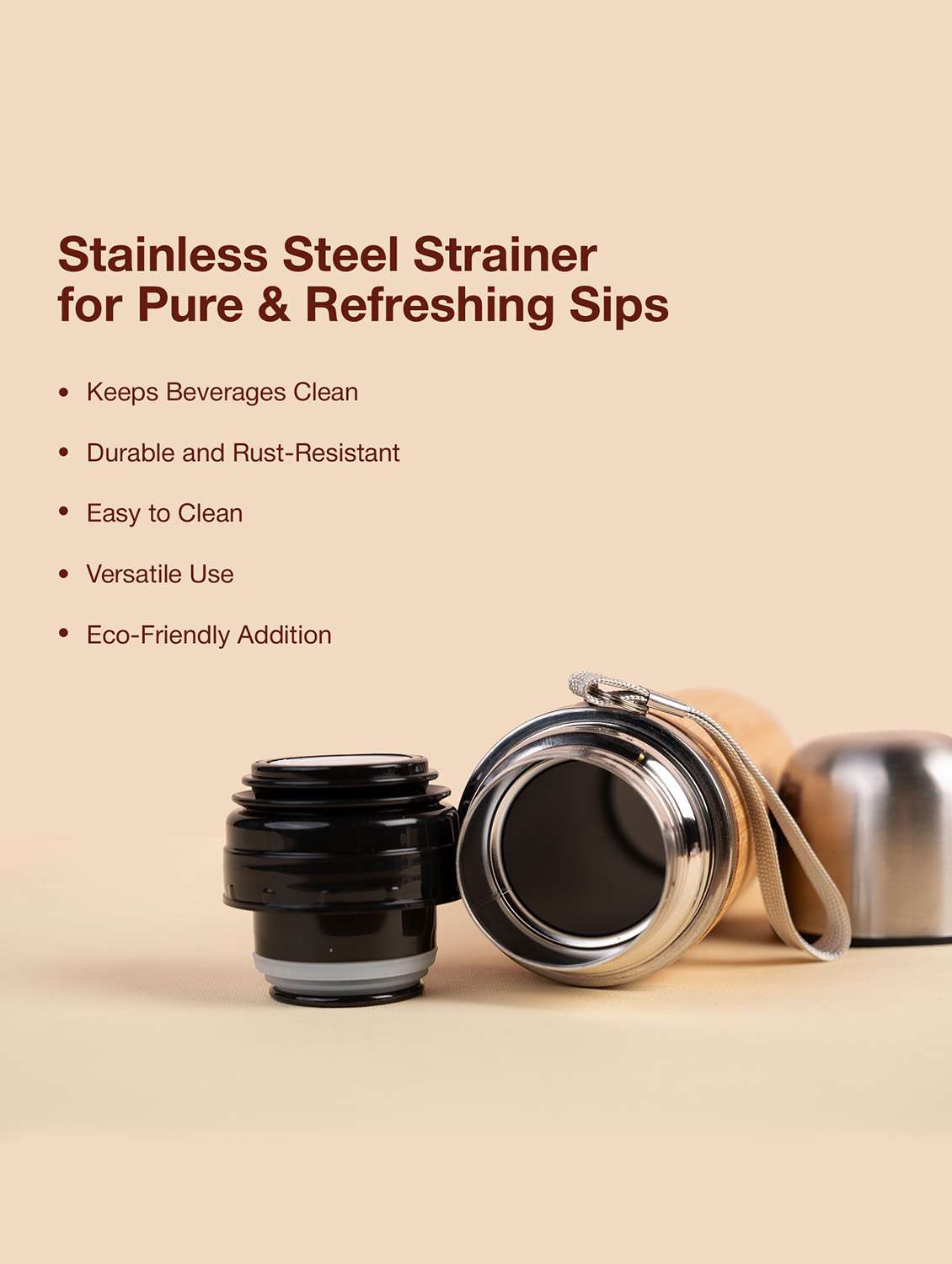 imeco bamboo thermos insulated vacuum flask upto 24 hrs hot & cold 450 ml - 22174116 -  Standard Image - 2